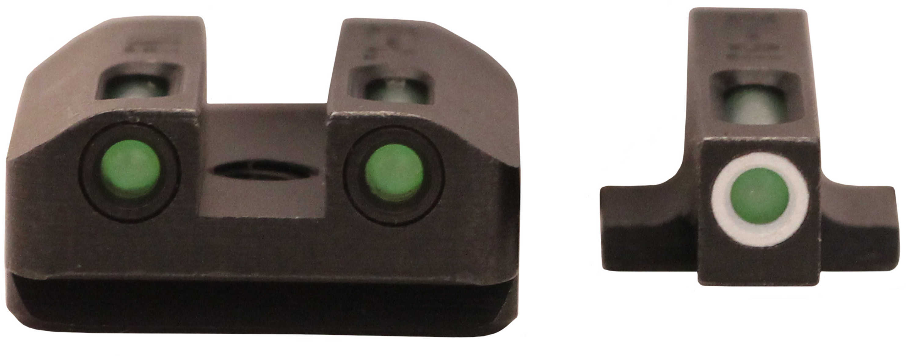 Truglo Front Rear Set Sights TFX Tritium Fiber Optic Green Steel Black FNX9 Md: TG13FN1A