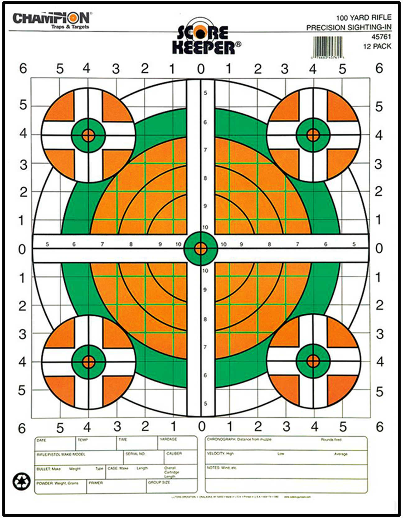 Champion Target Scorekeeper Flou. 100yd Rifle (12pk)-img-1