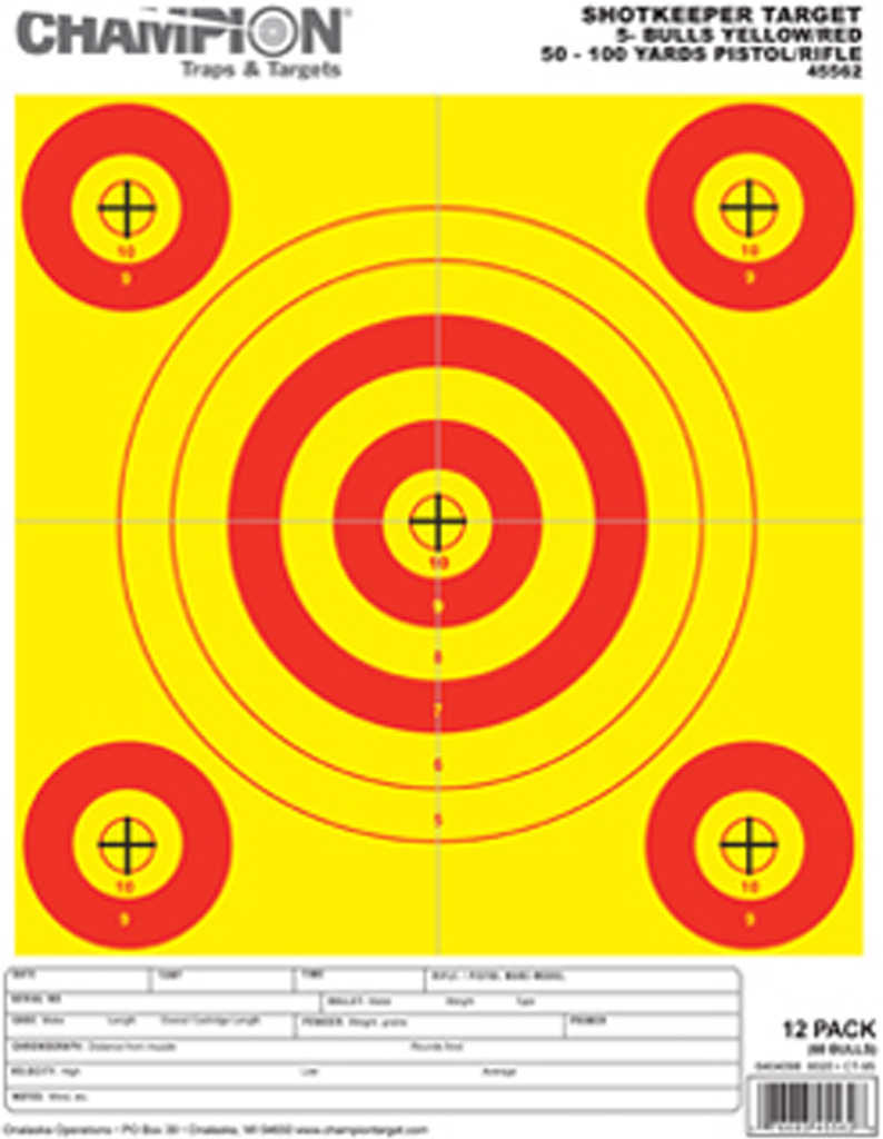 Champion Traps and Targets Shot Keeper 5 BULLS Yellow 12Pk 45562