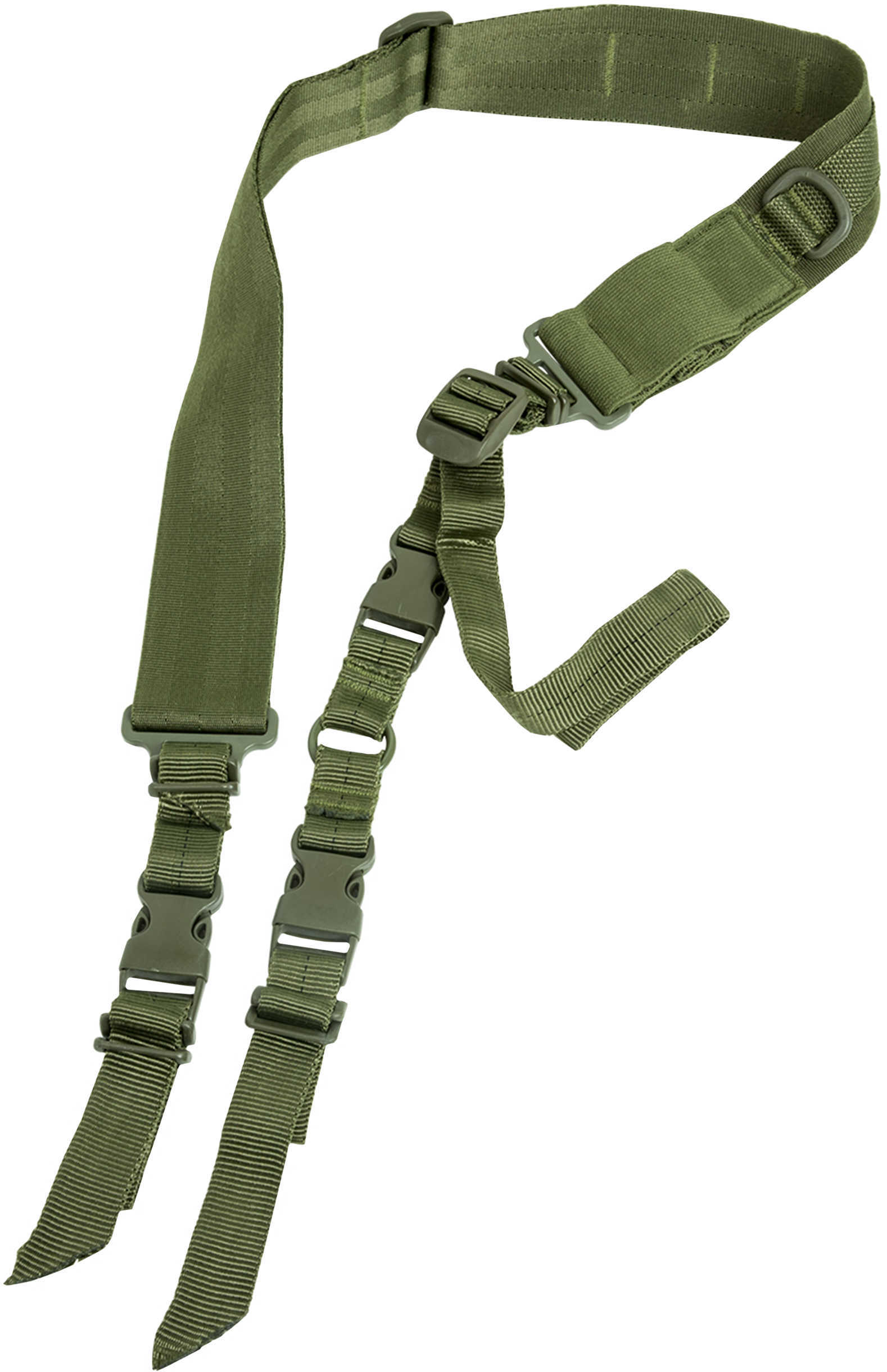 NCStar VISM Sling 1.25" 55"-72" Adjustable Bungee Green Nylon Strap W/Elastic Shock-Cord 2Or1 Point