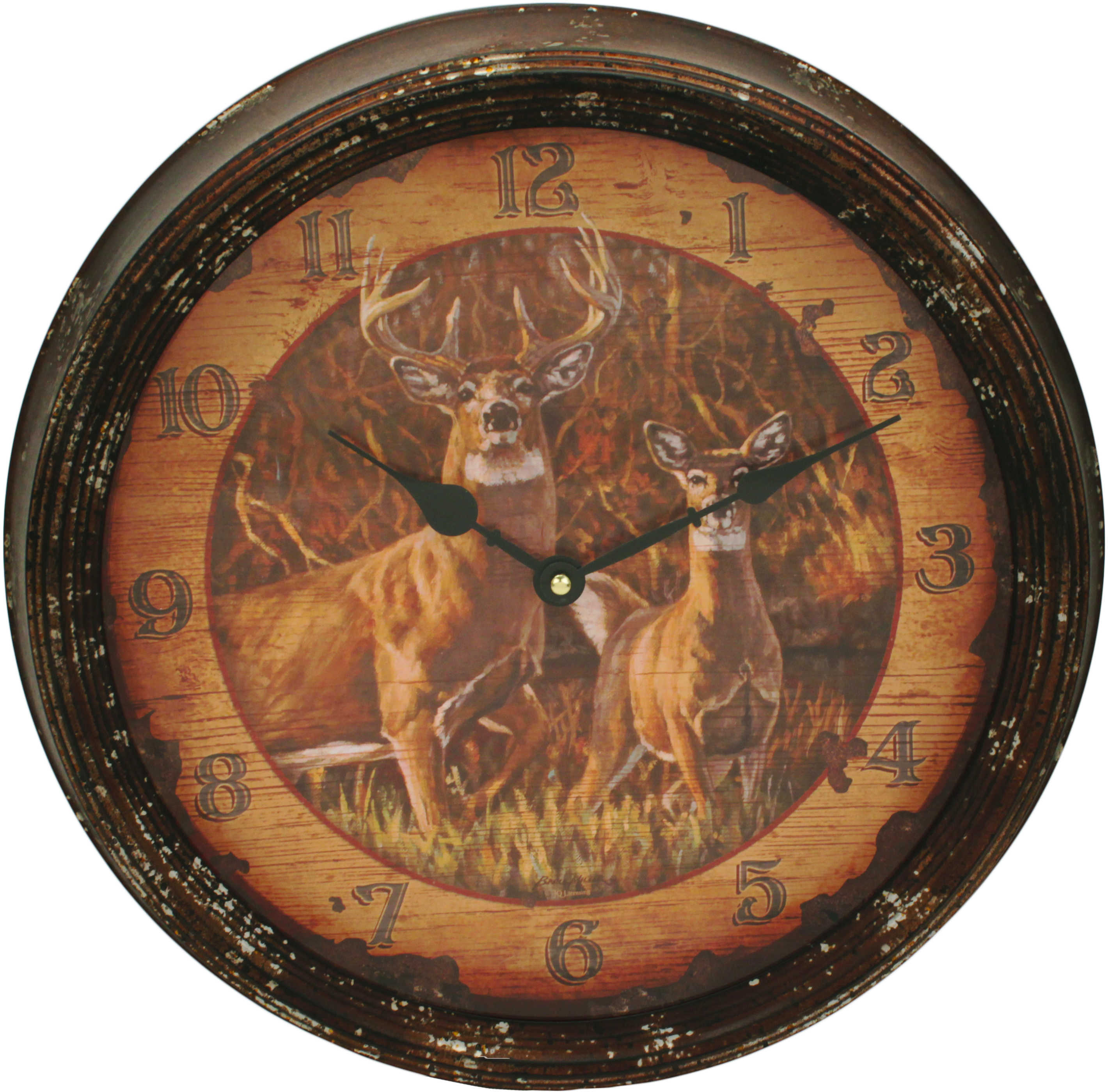 Rivers Edge Products Metal Clock, 15" Buck and Doe Md: 1025