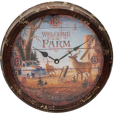 Rivers Edge Products Deer Nostalgic Metal Clock 15"