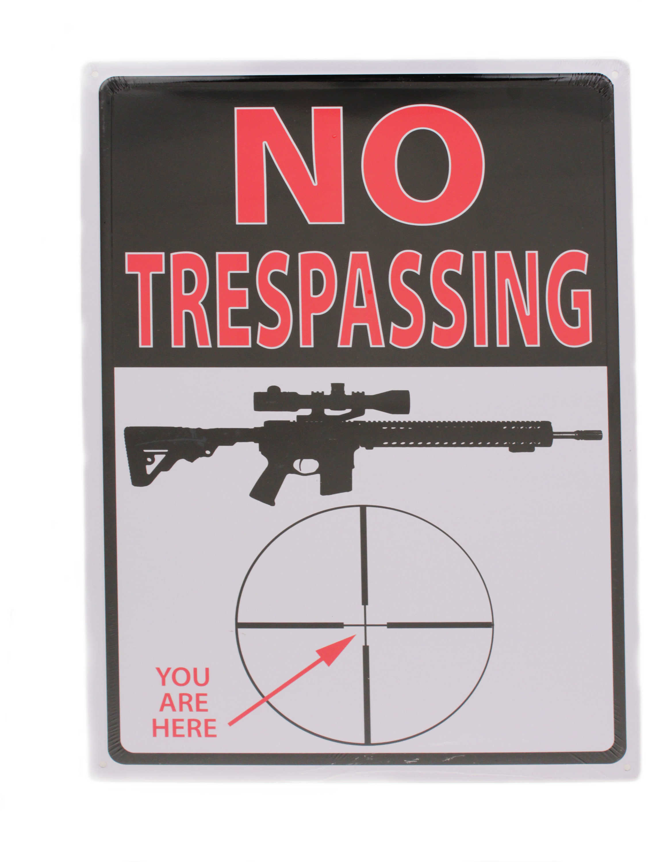 Rivers Edge Products 12" x 17" Tin Sign Trespassing You're Here 1498