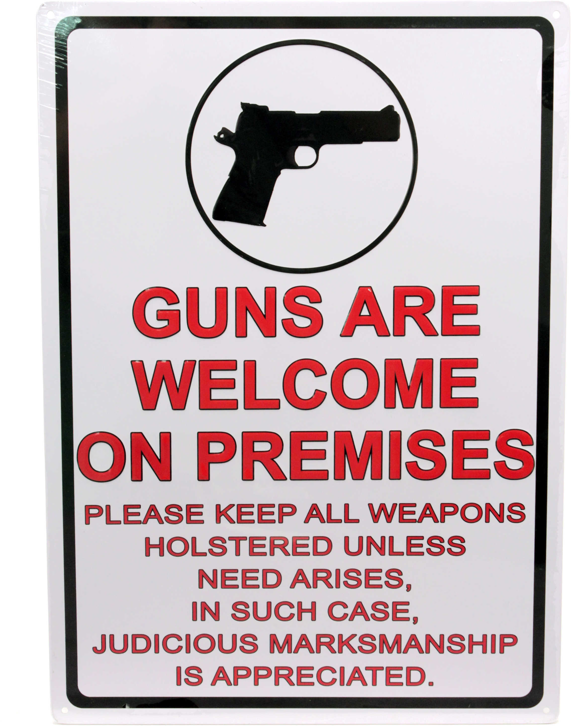 Rivers Edge Products 12" x 17" Tin Sign Guns Are Welcome 1499