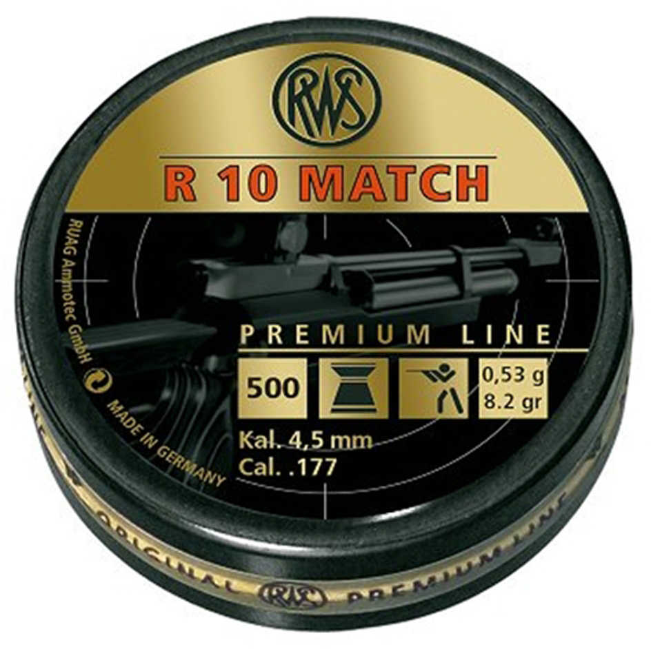 RWS Pellets .177 R10 Match 8.2 GRAINS 500-Pack