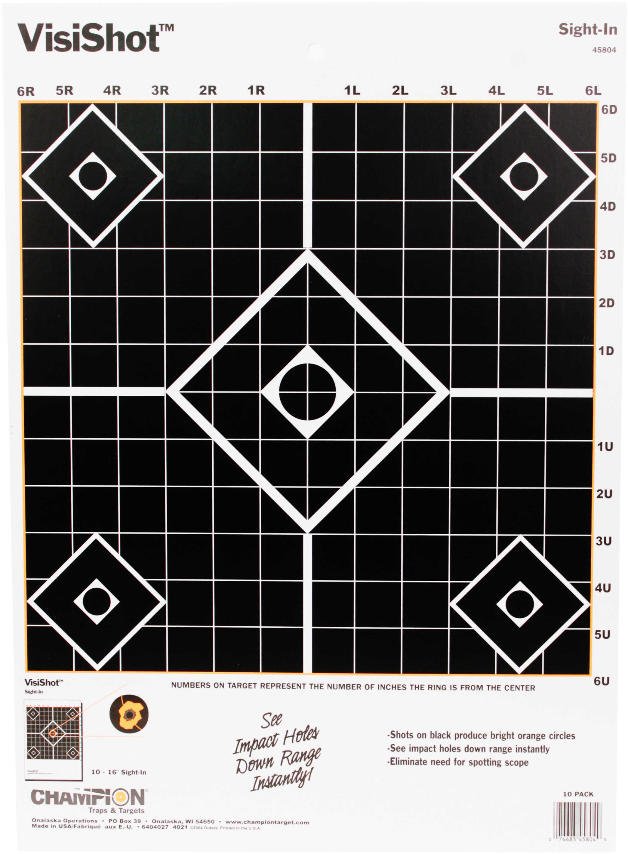 Champion Traps and Targets VisiShot Sight-In(10 Pack) 45804