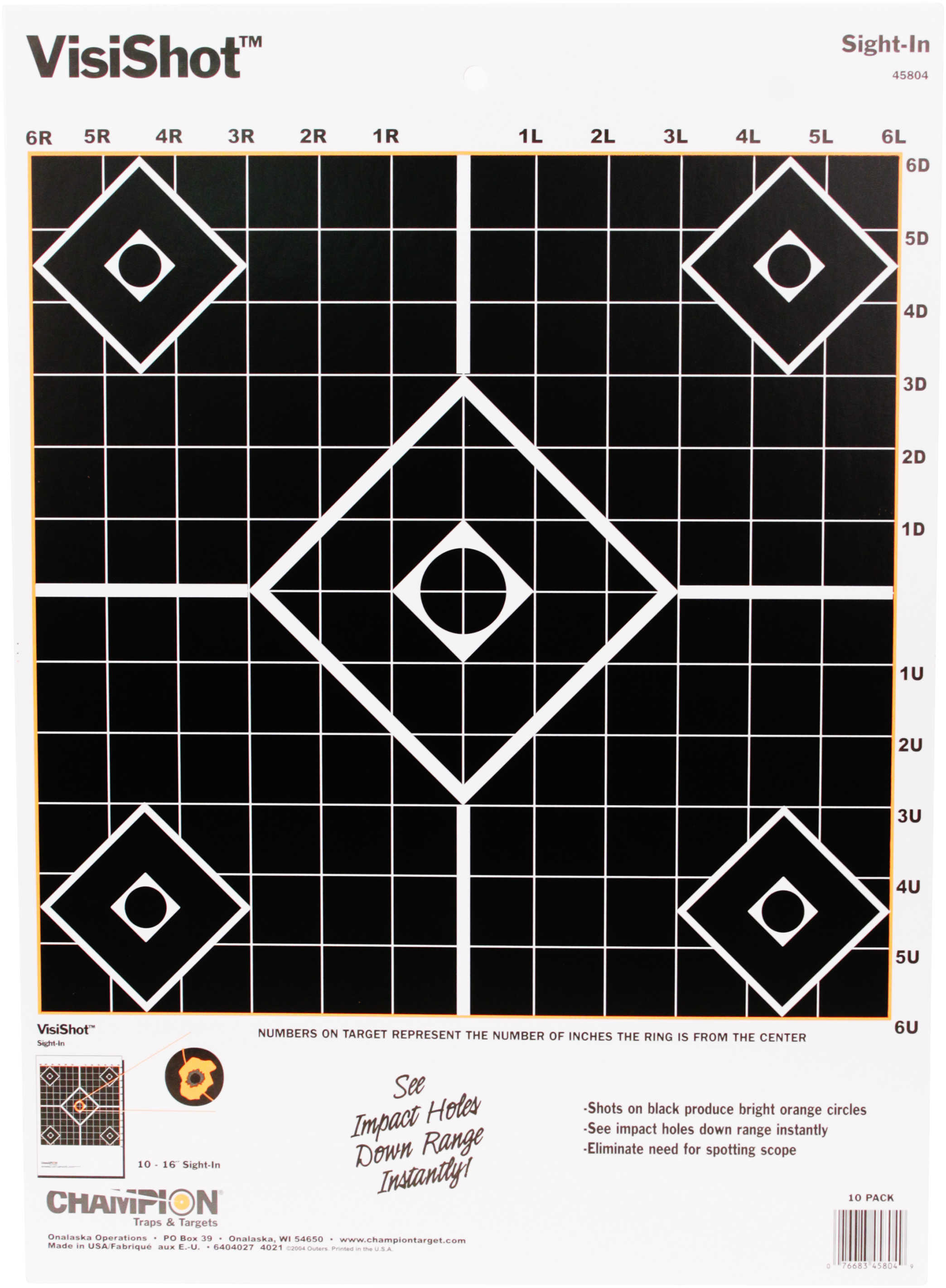 Champion Traps and Targets Visishot Sight-In Diamond Grid 10-Pk