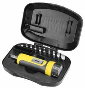 Wheeler Fat Wrench Tool Adjustable Torque Settings from 5-60lbs 10 Bit Set Black/Yellow 553-556