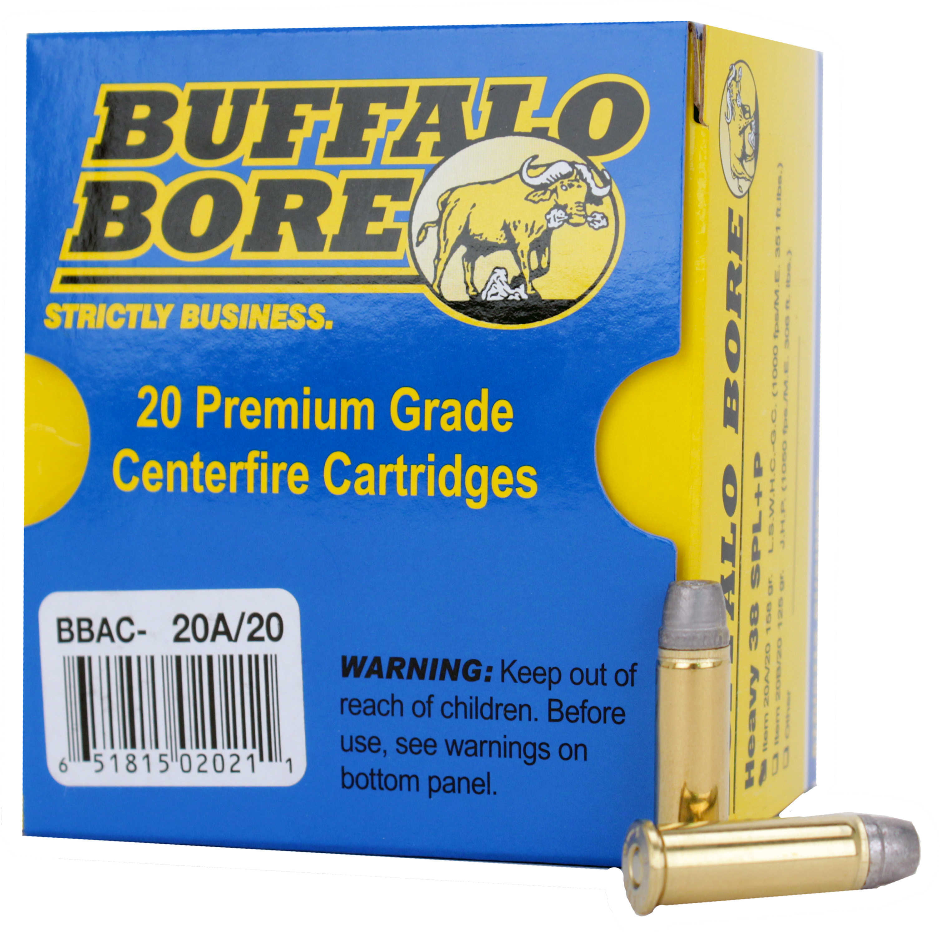 38 Special 20 Rounds Ammunition Buffalo Bore 158 Grain Lead