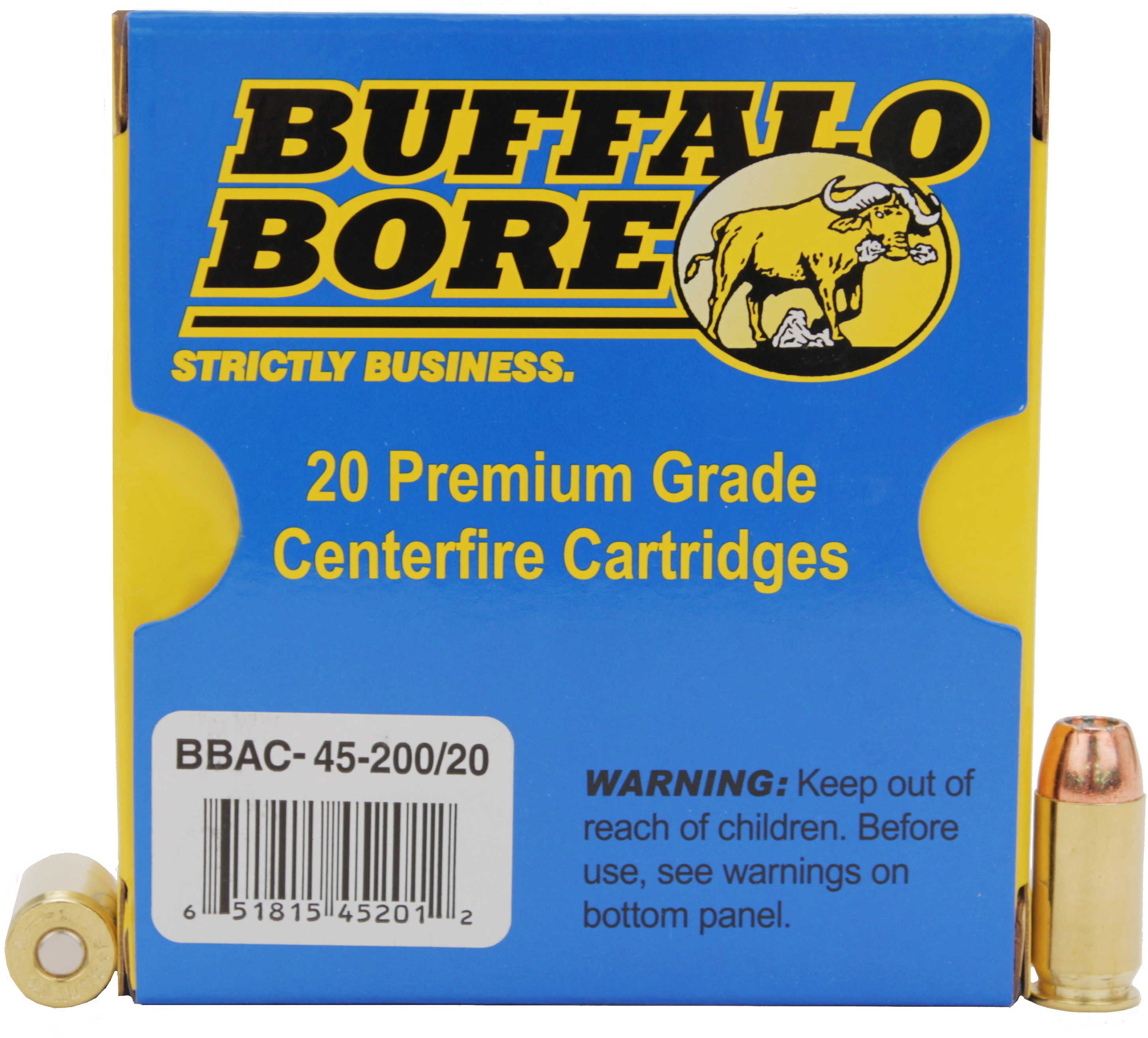 45 ACP 20 Rounds Ammunition Buffalo Bore 200 Grain Hollow Point