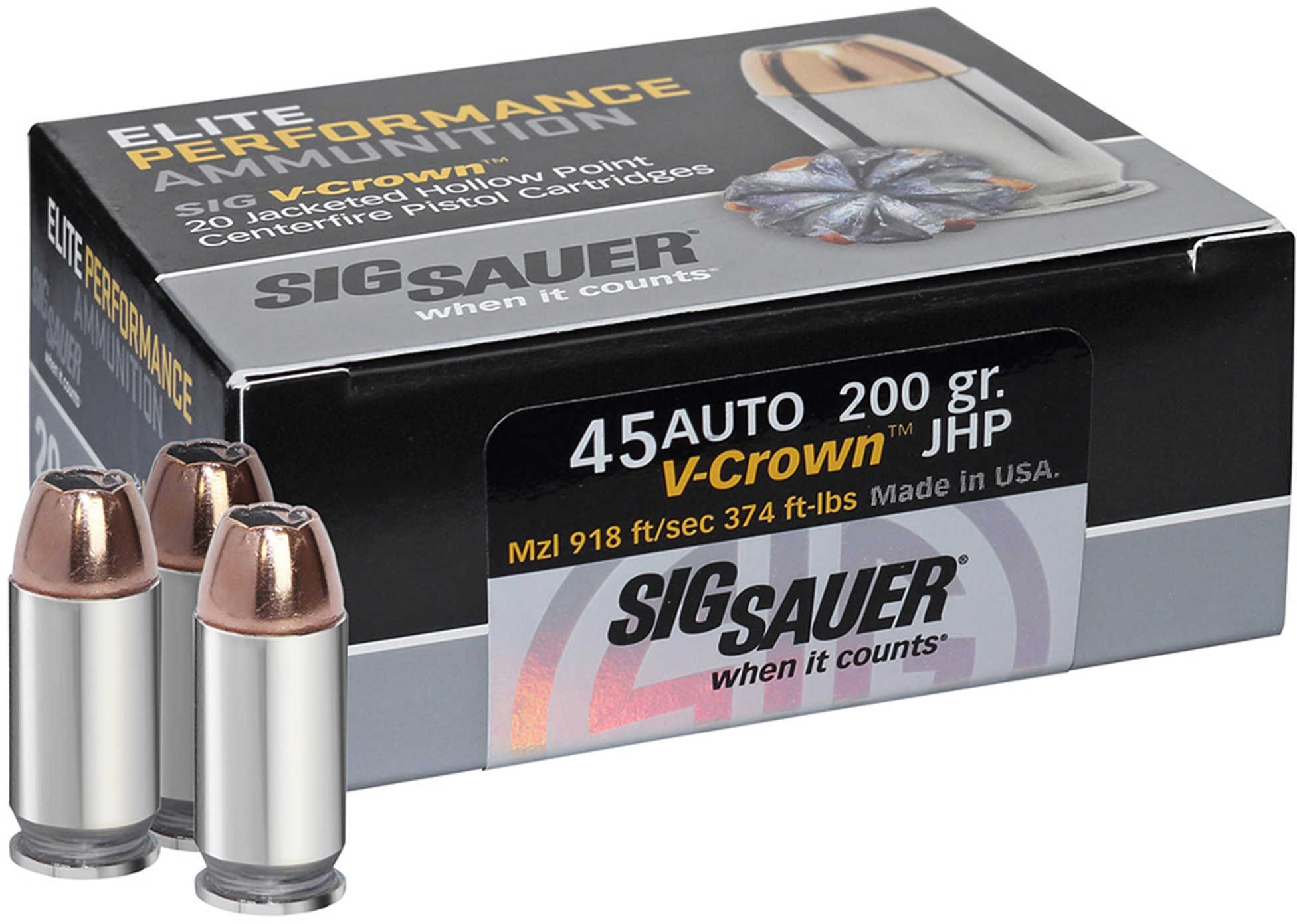 45 ACP 20 Rounds Ammunition Sig Sauer 230 Grain Hollow Point