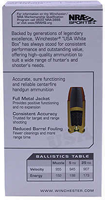 380 ACP 50 Rounds Ammunition Winchester 95 Grain Full Metal Jacket