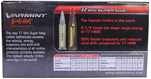 17 Winchester Super Mag 50 Rounds Ammunition 20 Grain Ballistic Tip