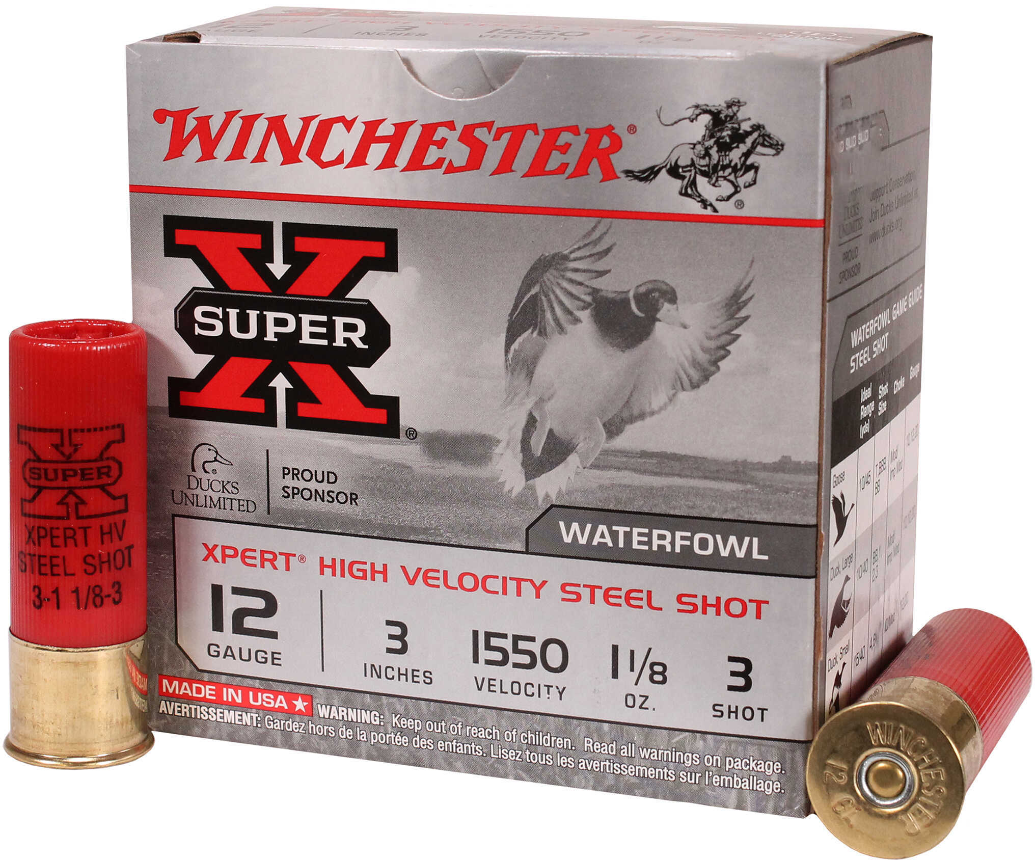 12 Gauge 25 Rounds Ammunition Winchester 3" 1 1/8 oz Steel #3