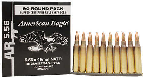 5.56mm Nato 90 Rounds Ammunition Federal Cartridge 55 Grain Full Metal Jacket