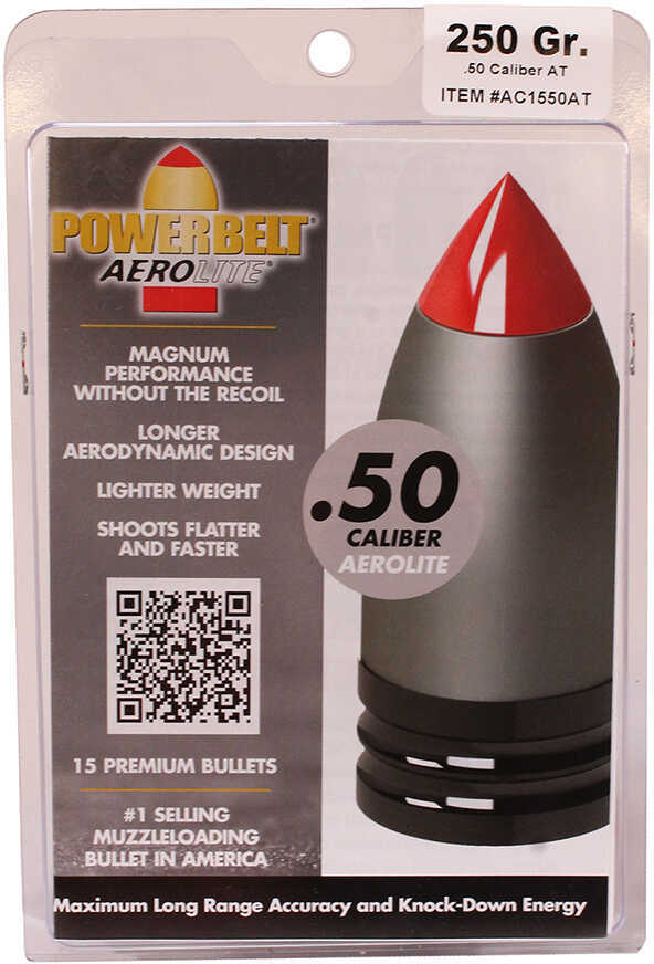 Powerbelt Bullets AeroLite AeroTip 50 Caliber (Per 15) 250 Grains AC1550AT