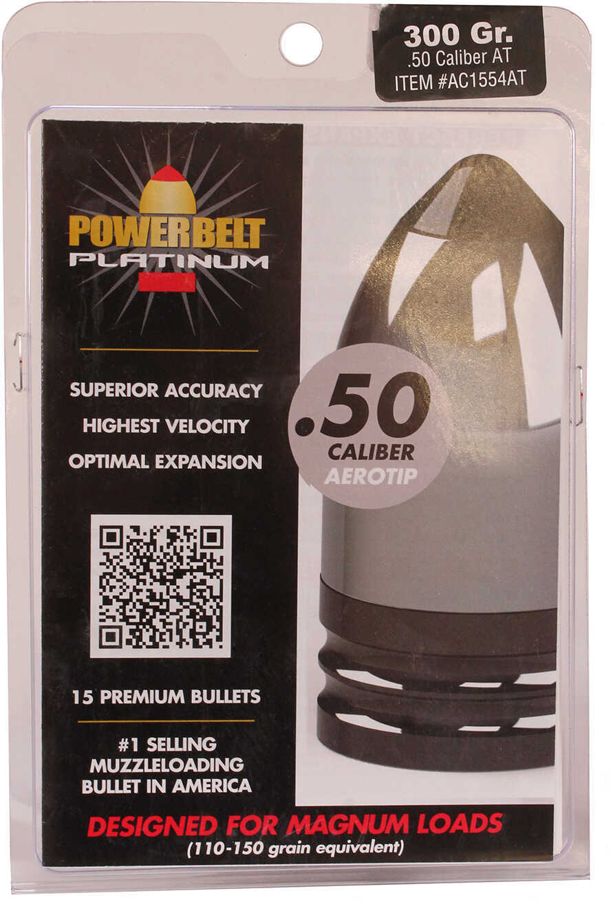 Powerbelt Bullets Platinum AeroTip 50 Caliber (Per 15) 300 Grains AC1554AT