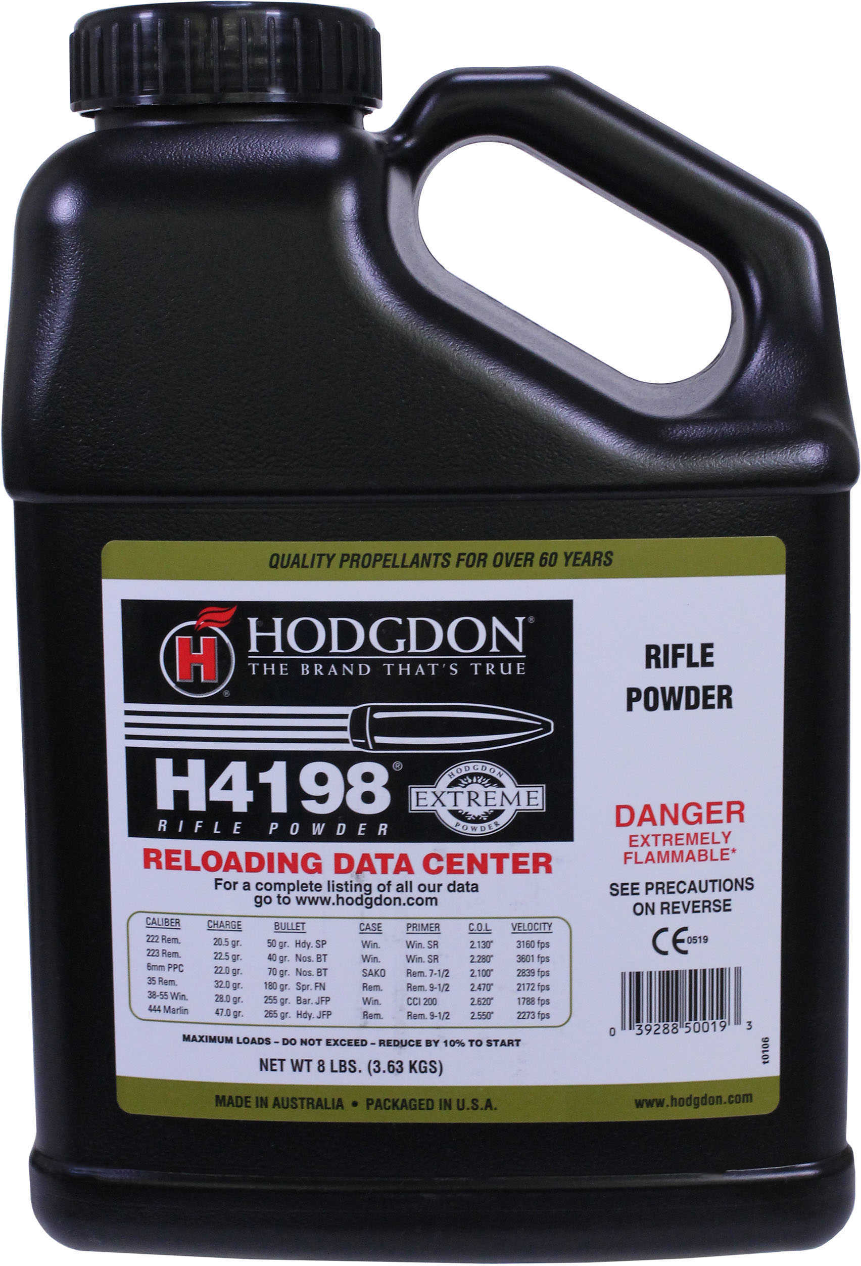 Hodgdon Powder H4198 Smokeless 8 Lb