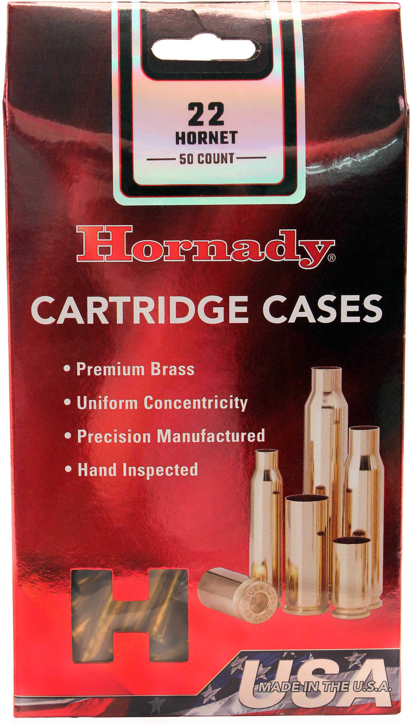 Hornady Unprimed Reloading Brass 22 Hornet, Pack of 50