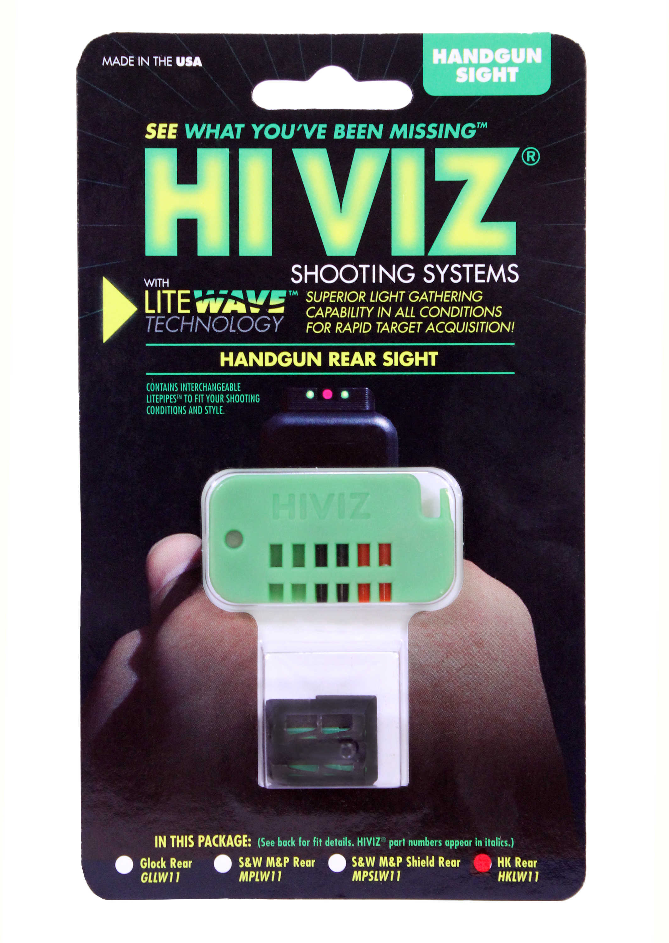 HiViz Sight Systems Litewave Rear H&K Red/Green/Black Md: HKLW11