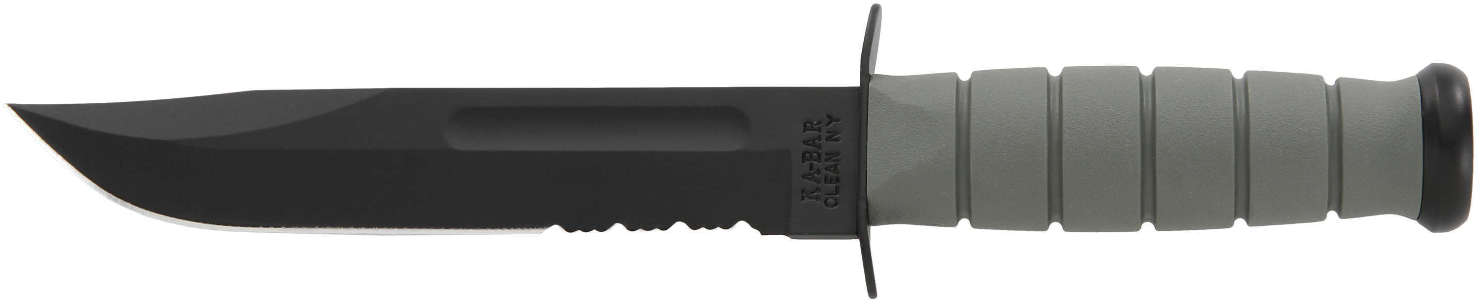 Ka-Bar Fighting/Utility Knife 7" SERR W/Plastic STH. F-Green