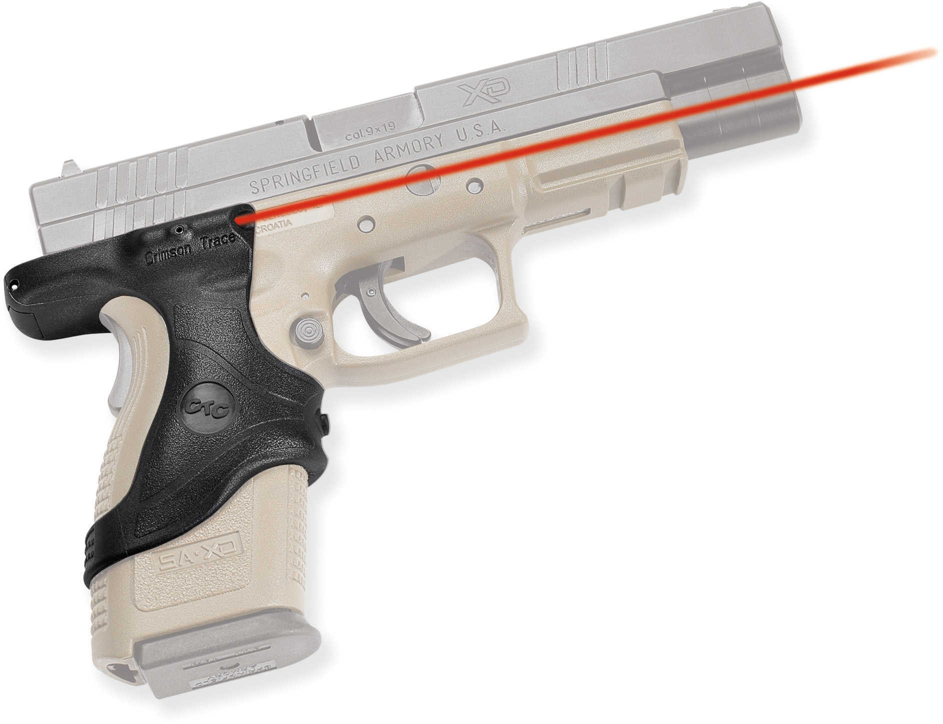 Crimson Trace Corporation Hi-Brite LaserGrip Fits Springfield XD Black Front Activated LG-446