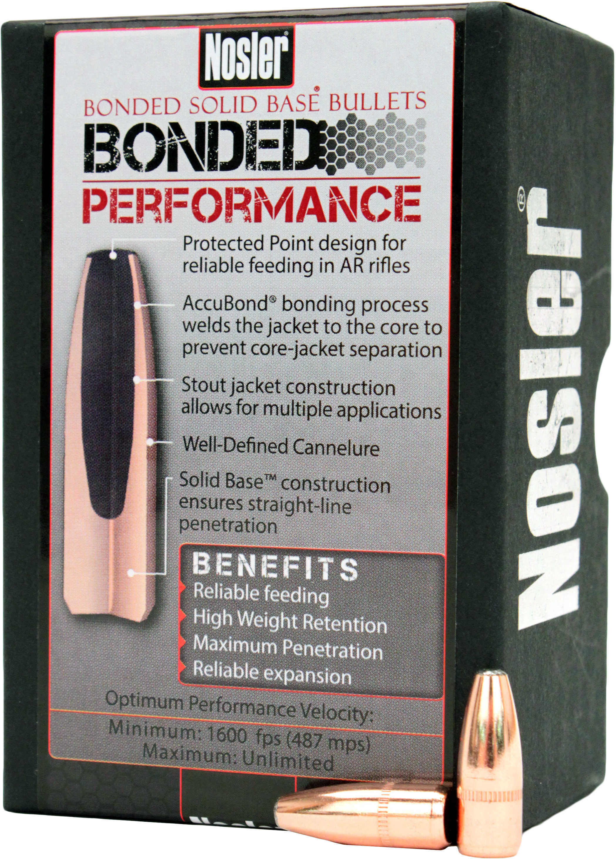 Nosler Bonded Solid Base 6.8mm 90 Grains Protected Point Bullets (Per 100) Md: 38140