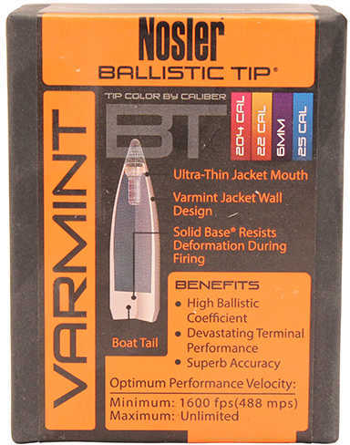 Nosler 6mm/243 Caliber 70 Grains Spitzer Ballistic Tip Varmint (Per 100) 39532