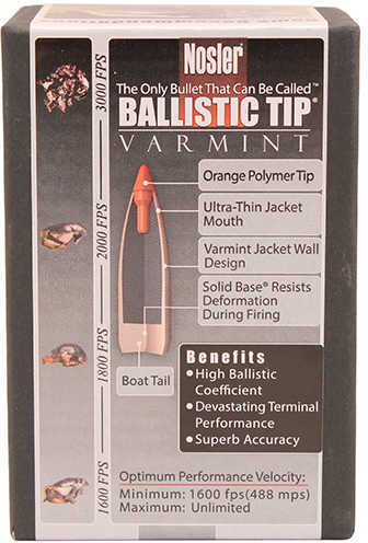 Nosler 22 Caliber (.224) 40 Grains Spitzer Ballistic Tip Varmint (Per 250) 39555