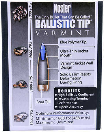 Nosler 25 Caliber 85 Grains Spitzer Ballistic Tip Varmint (Per 100) 43004