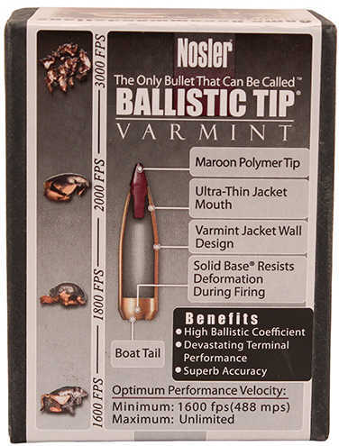 Nosler 20 Caliber Ballistic Tip Varmint, .204" 40 Grains Spitzer Bullets 52111