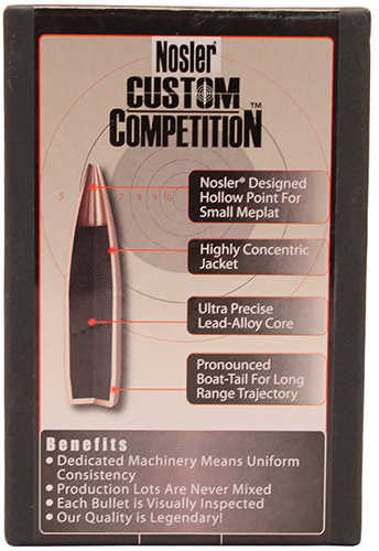 Nosler 22 Caliber (.224) 69 Grains Hollow Point Boat Tail Custom Competition (Per 250) 53065