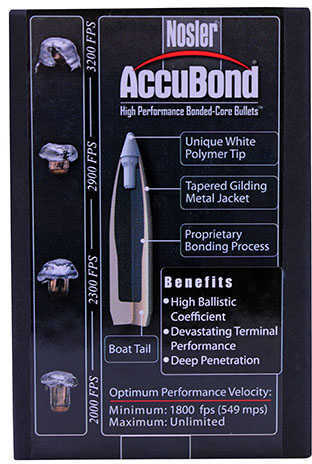 Nosler 30 Caliber 180 Grains Spitzer AccuBond (Per 50) 54825