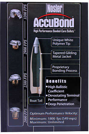 Nosler 30 Caliber 165 Grains Spitzer AccuBond (Per 50) 55602