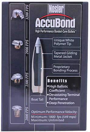 Nosler 338 Caliber 200 Grains Spitzer AccuBond (Per 50) 56382