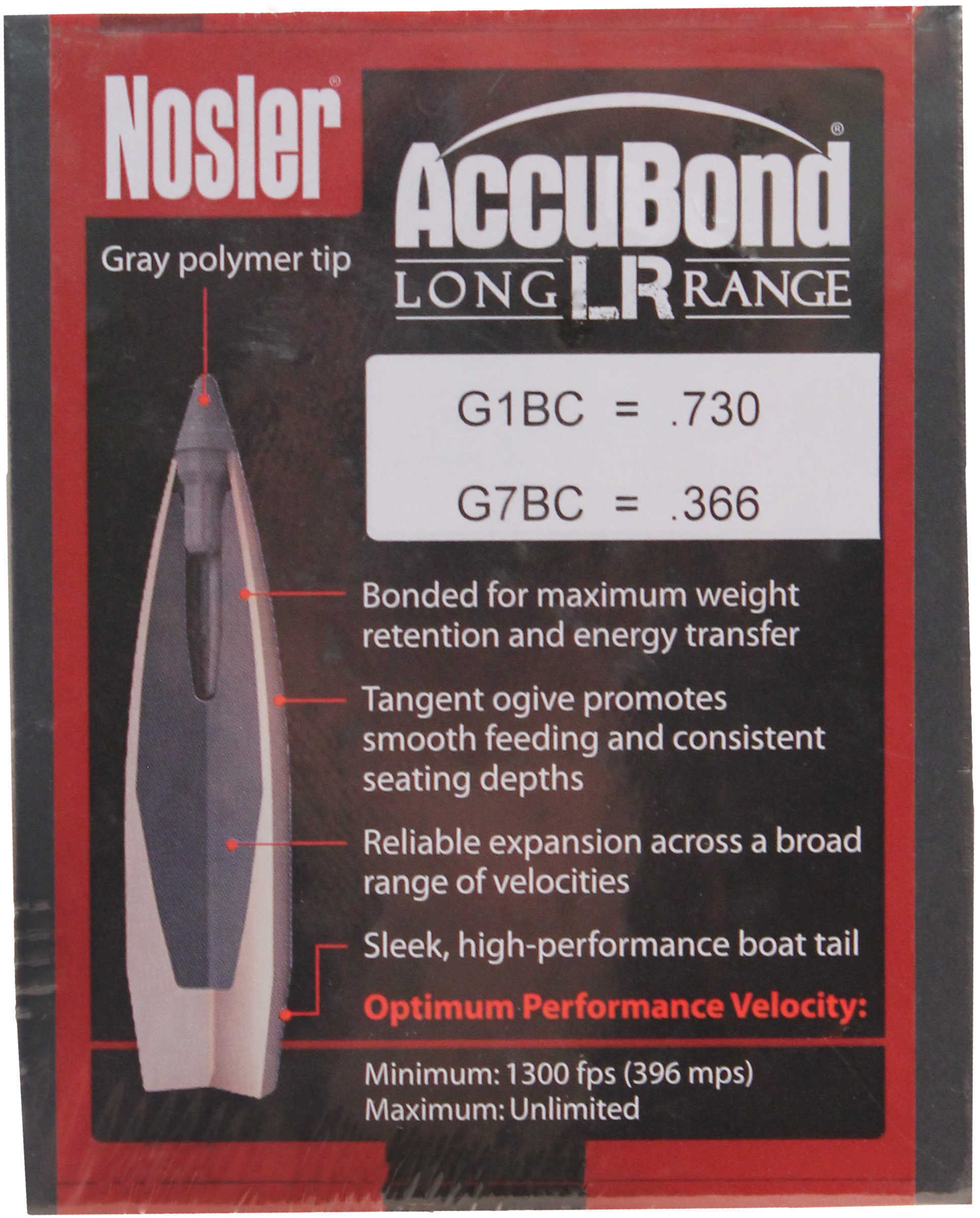 Nosler Accubond LR 30 Caliber 210 Grain Bullets 100CT