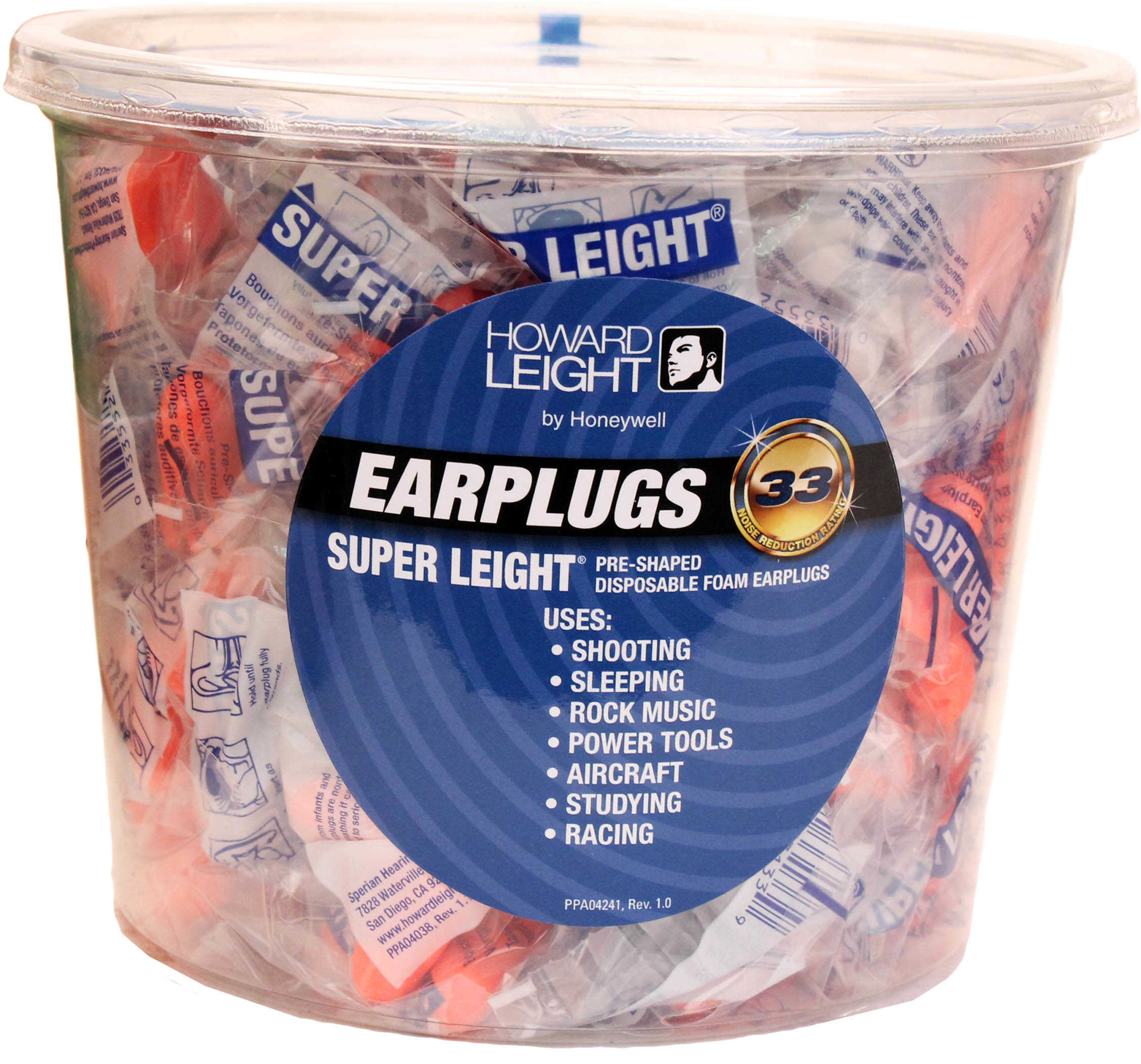 Howard Leight Industries Super Uncorded Disposable Earplugs NRR 33 - 100 pair a Point-of-purchase tub display Highe R33133