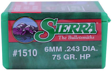 Sierra Varminter Bullets 6mm/243 Caliber 75 Grains HP (Per 100) 1510