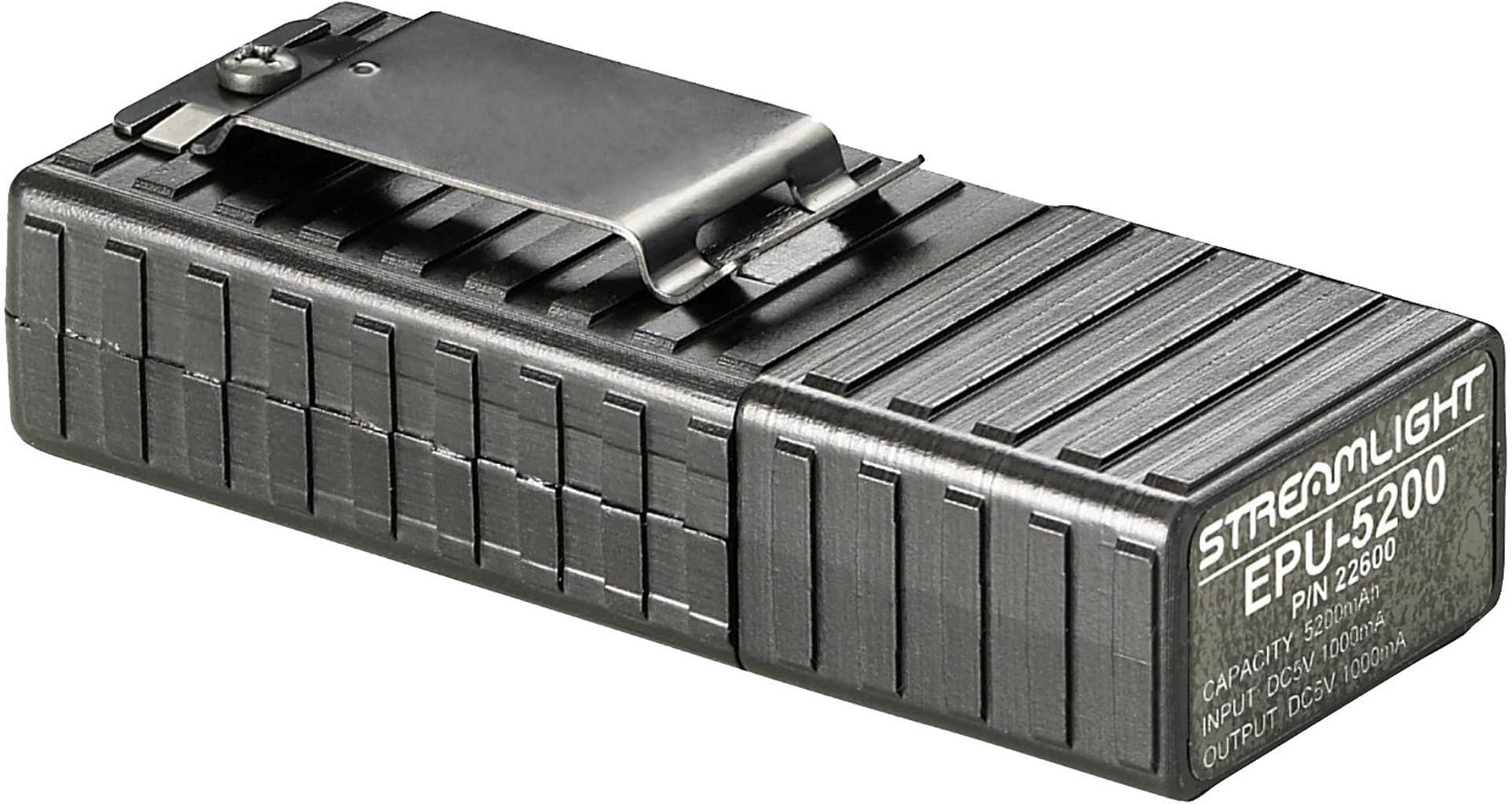 Streamlight EPU 5200 Portable USB Charger mAh Black with Integrated LED Flashlight Md: 22600