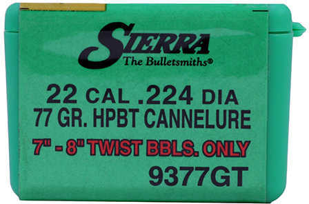 Sierra 22 Caliber (.224) 77 Grains HPBT Match Cannelure (Per 50) Md: 9377GT
