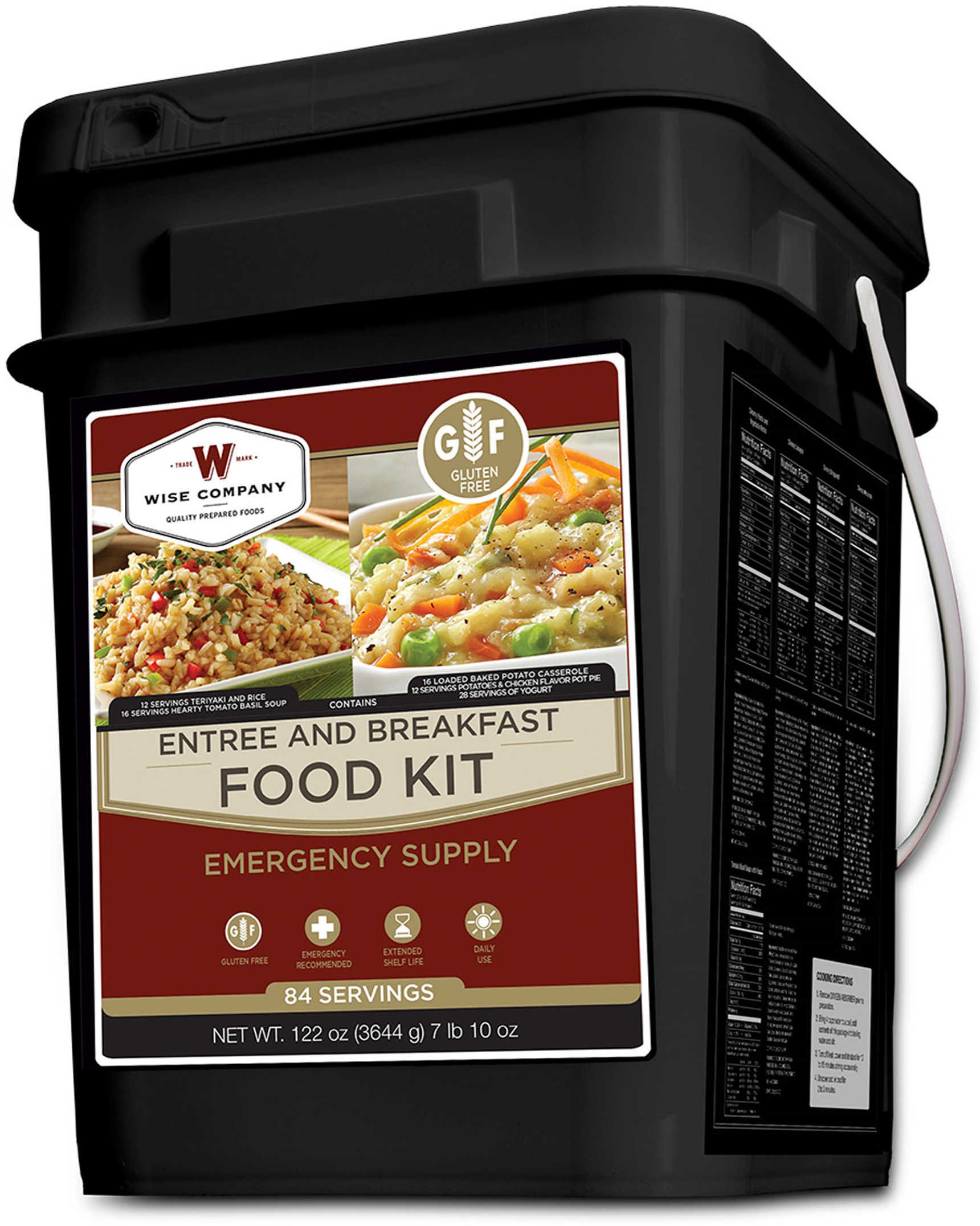 Wise Foods Breakfast & ENTREE Kit GF 84 Serving Bucket Gluten Free
