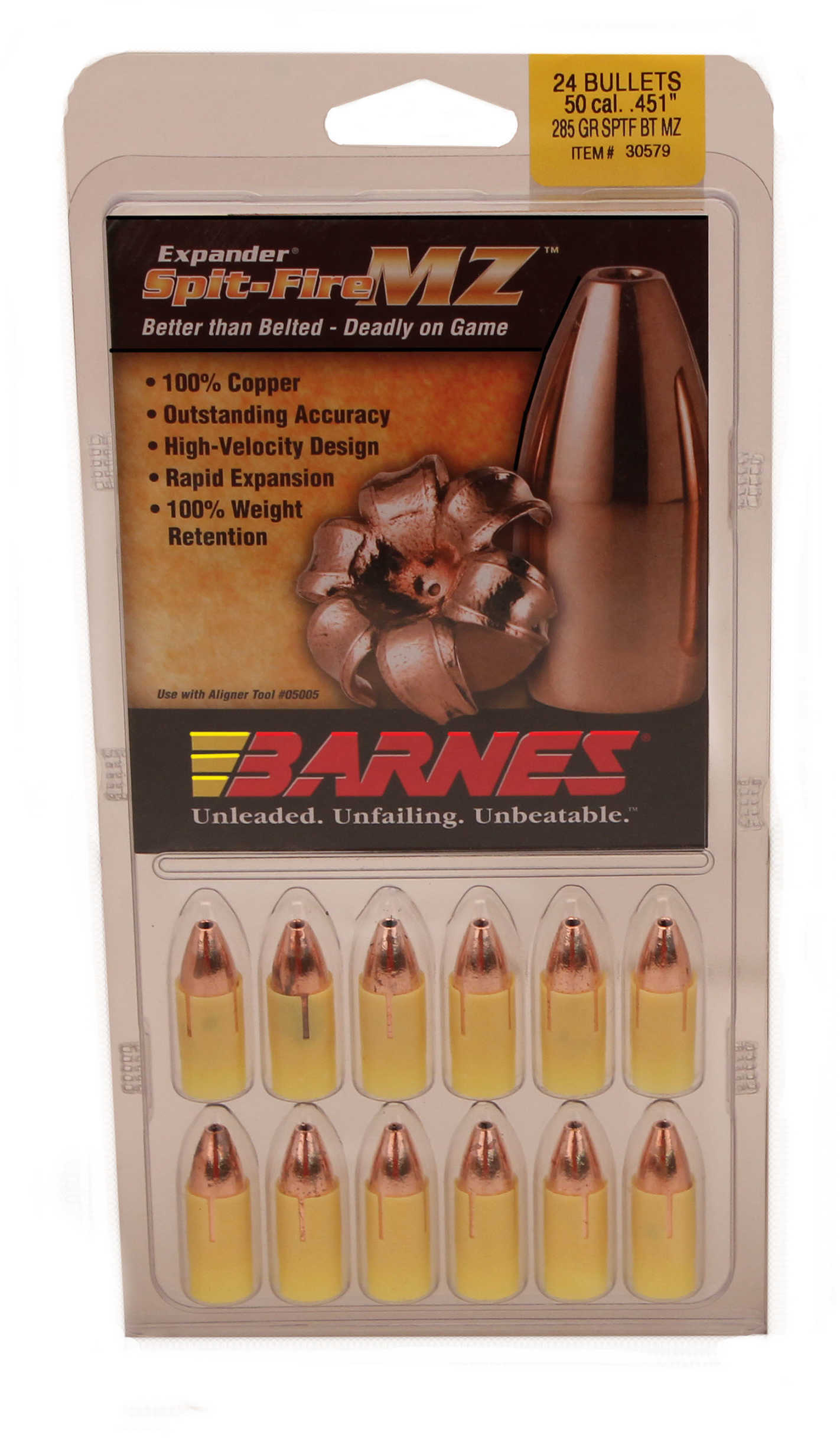 Barnes Bullets 50 Caliber 285 Grain SpitFire Muzzleloader (Per 24) 45154