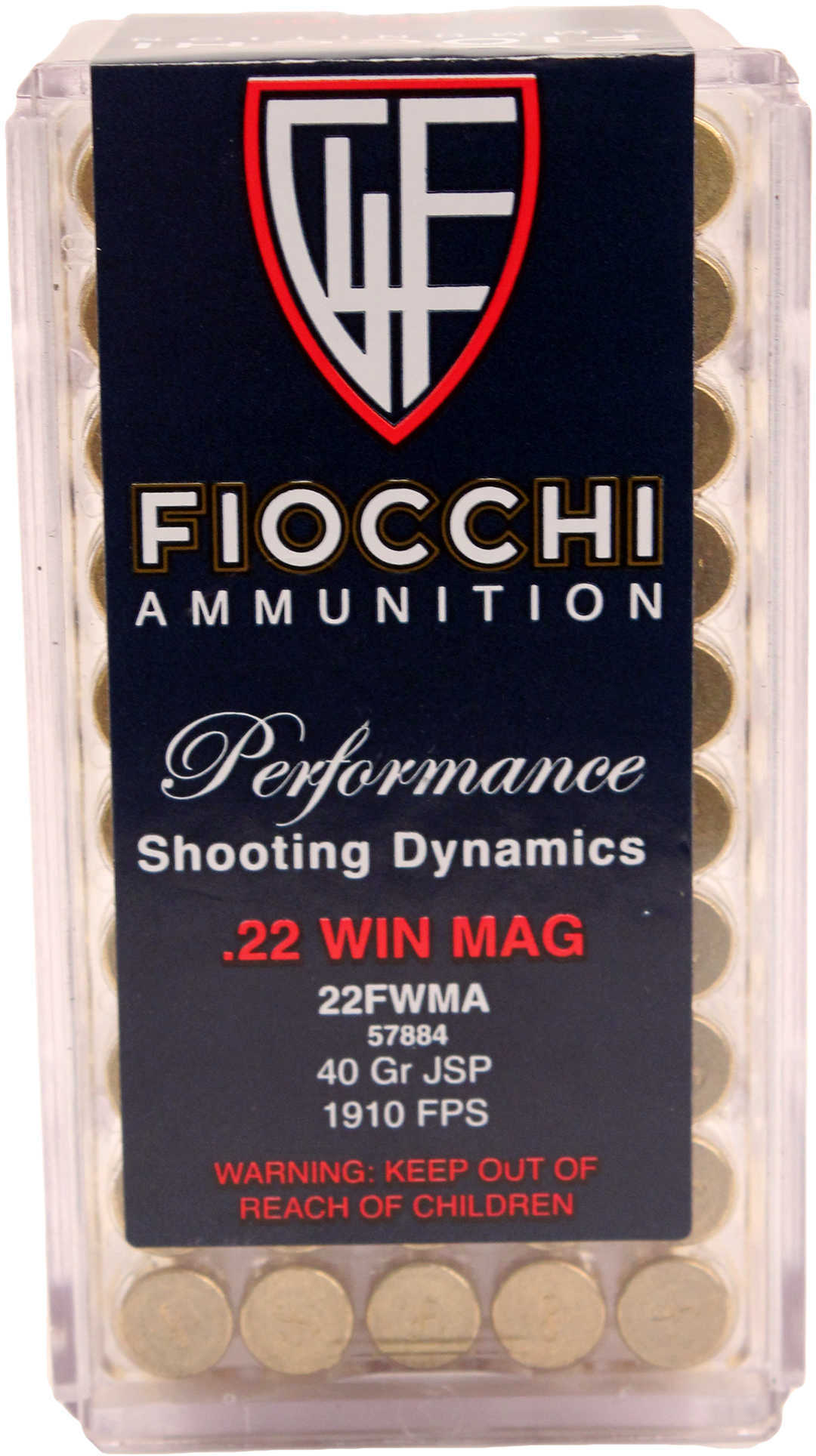 22 Winchester Magnum Rimfire 50 Rounds Ammunition Fiocchi Ammo 40 Grain Soft Point