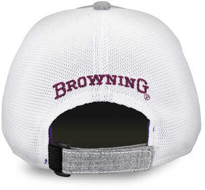 Browning Women's Nadia Cap, Gray/White, Purple Buckmark Logo Md: 308246691