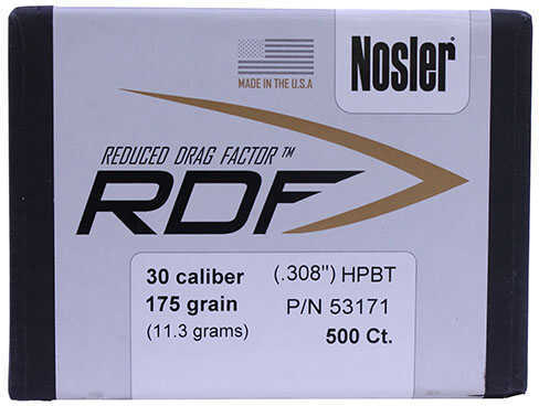 Nosler RDF .30 Caliber 175 Grain Jacketed Hollow Point Bullets 500 Per Box Md: 53171