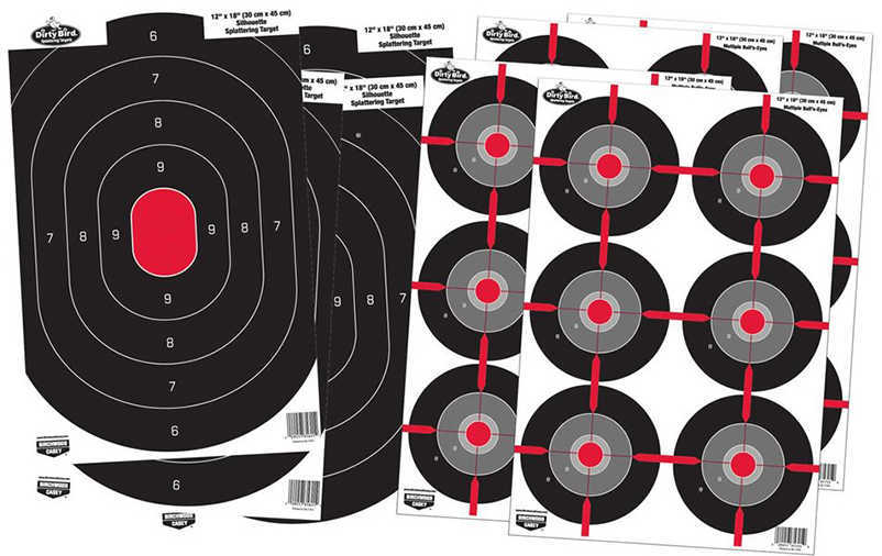 Birchwood Casey Bc-35725 Dirty Bird Combo Pack Silhouette/Bullseye Paper Target 12" X 18" 8 Per Pkg