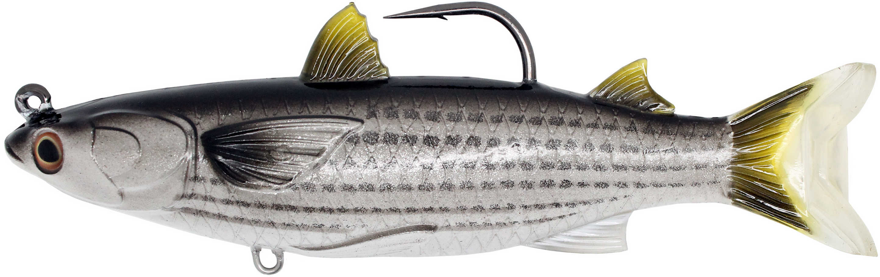 LIVETARGET Lures / Koppers Fishing and Tackle Corp Mullet Twitchbait Saltwater 4.5 Inches 7/0 Hook Medium/Slow Sinking Silver/Blac