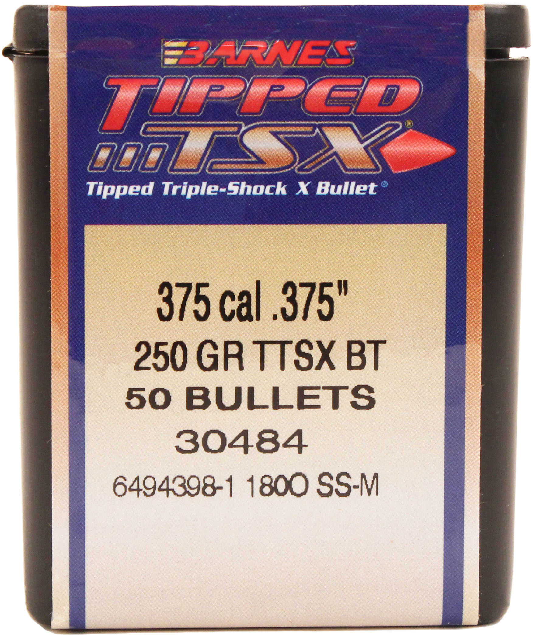 Barnes Bullets Tipped Triple-Shock X 375 Caliber .375" 250 Grains Boat Tail (Per 50) 37542