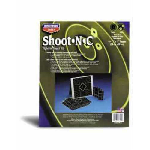Birchwood Casey 34202 Shoot-N-C Stand Adhesive Paper 12" X 12" 5-Diamond Black/Chartreuse 4 Pack