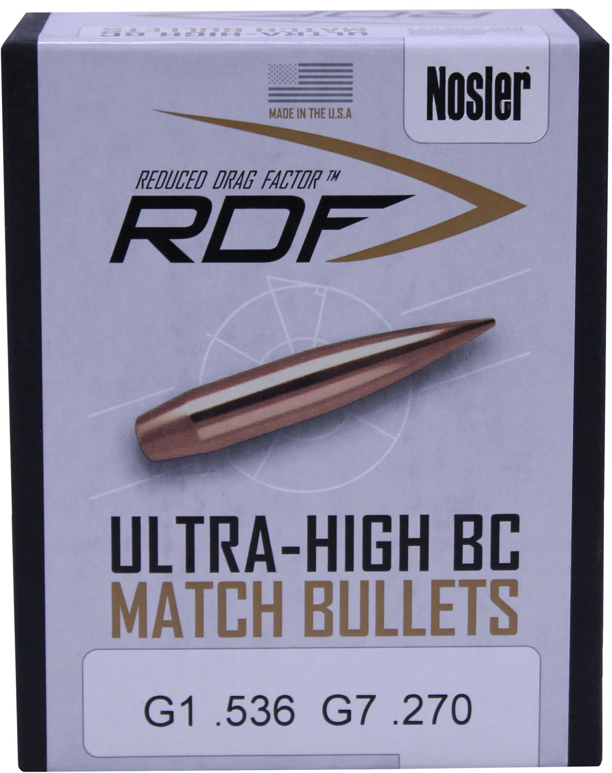 Nosler RDF .30 Caliber 175 Grain Jacketed Hollow Point Bullets 100 Per Box Md: 53170